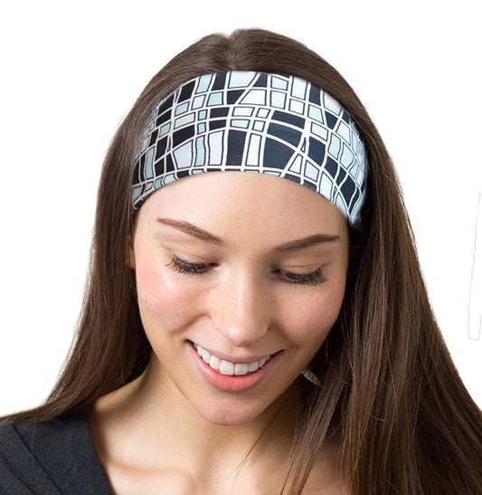 RiptGear Stretch Sport Headband for Women (Mosaic Black) — Made of Non-Slip Sweat Wicking Fabric — Great for Yoga, Running or The Gym — Soft Headband Fits Most Head Sizes — (1-Pack)
