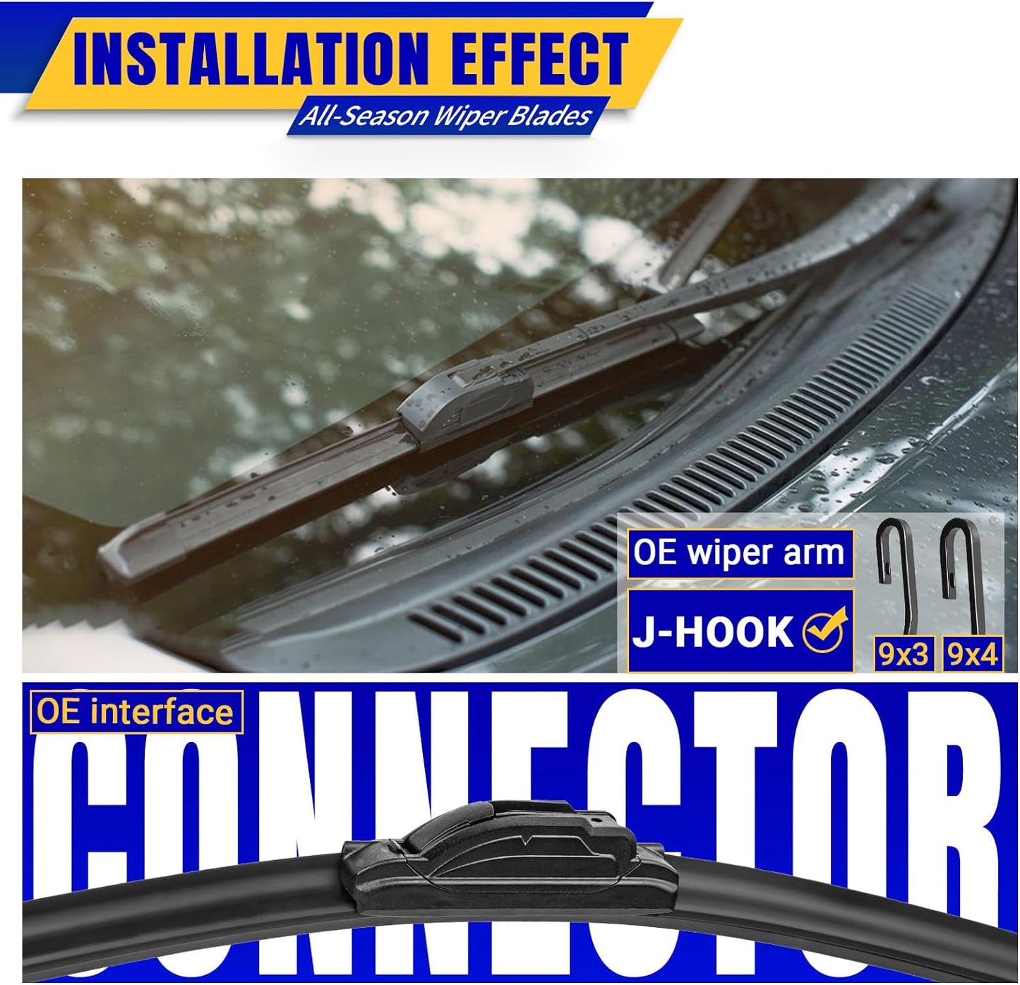 3 wipers Replacement for 2014-2021 2022 2023 Nissan Rogue, Windshield Wiper Blades Original Equipment Replacement - 26"/17"/12" (Set of 3) U/J HOOK