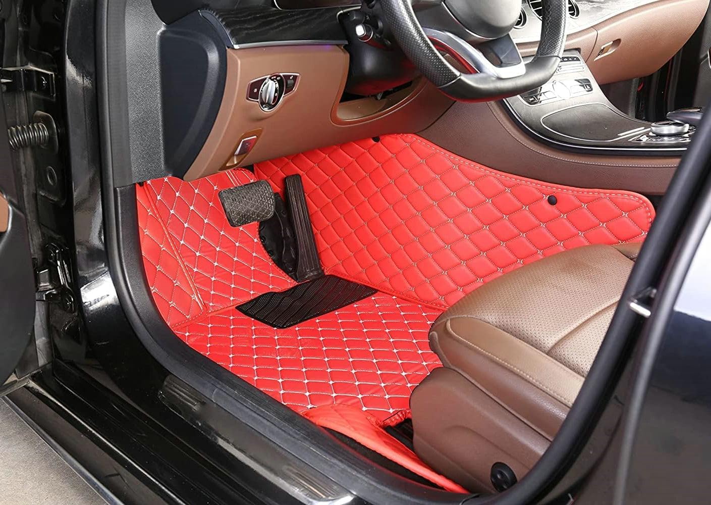 Custom Artificial Leather Waterproof All-Weather Car Floor Mats Fit for 99% Sedan SUV Sports Car Vehicle Car Mat (Brown)