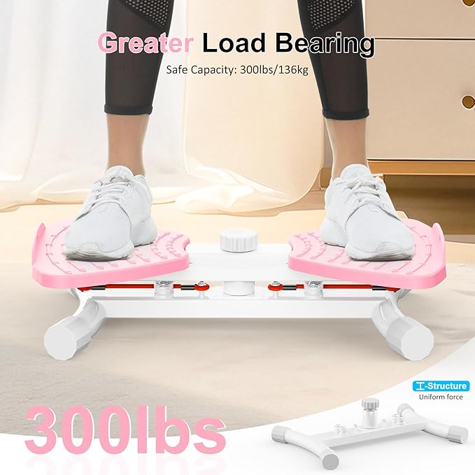 Waist Twister Ab Machine, 300 lbs Capacity Exercise Twist Board with Resistance Bands, Core Trainer Belly Fat Burner, Noiseless Waist Sculptor with Foot Massage