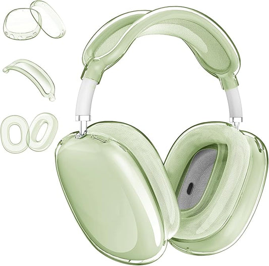 for AirPods Max Case Clear,3 in 1 Clear Soft TPU Ear Cups Case Cover/Ear Pad Case Cover/Headband Cover for Airpods Max Case Cover,Case for AirPod Max Headphone Accessories-Green