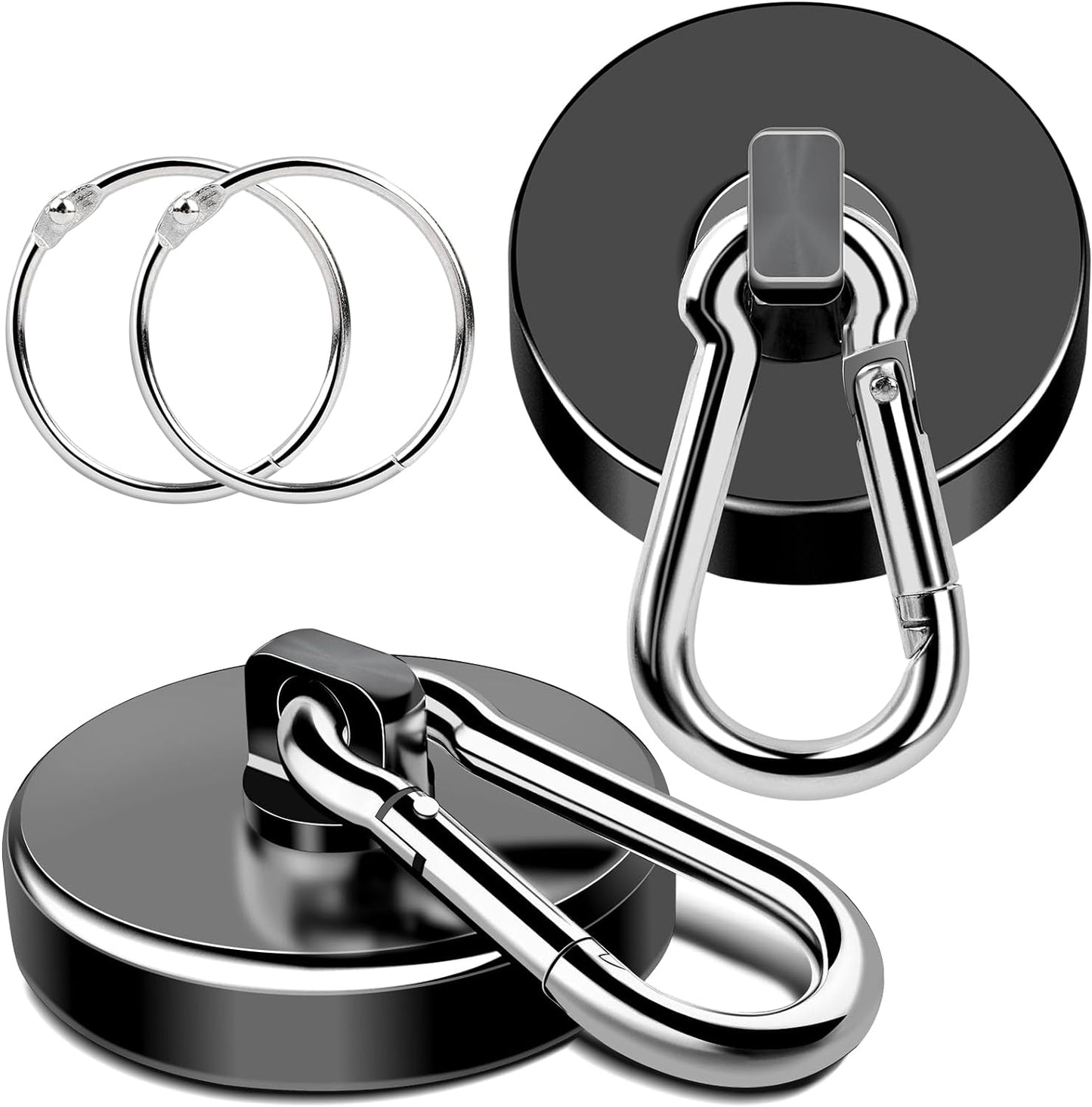 MIKEDE Magnetic Hooks Heavy Duty, 200LBS+ Powerful Magnetic Hooks Cruise, Super Strong Swivel Magnet Hooks Neodymium Magnets with Carabiner Hook for Hanging, Workplace - 2 Pack