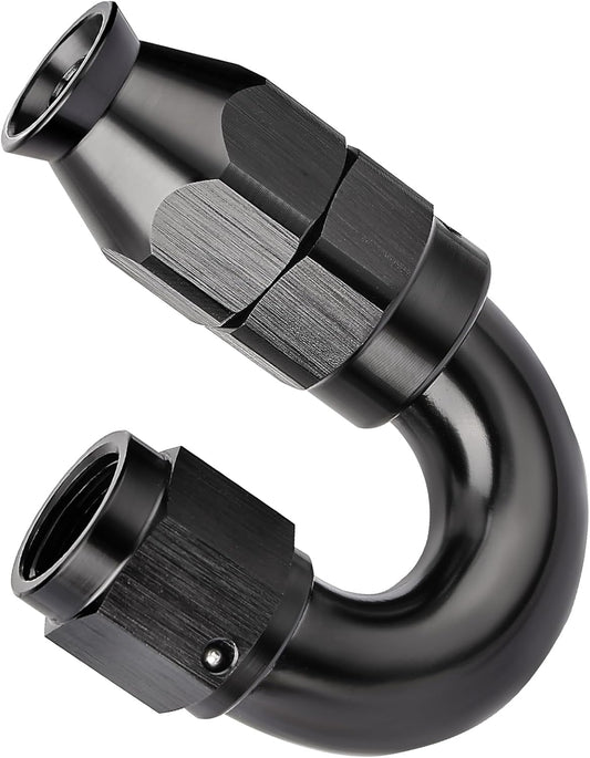 EVIL ENERGY 4AN 180 Degree PTFE One Piece Full Flow End Hose Fitting Aluminum Black
