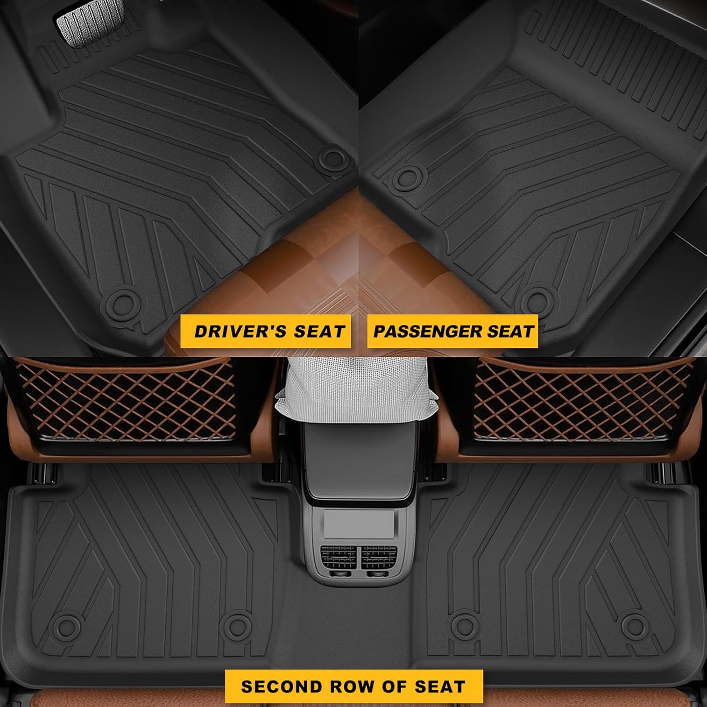 Floor Mats & Cargo Liner & Backrest Mat Fit for Honda HRV 2026 2025 2024 2023 & Acura ADX 2025: All Weather Protection Floor Liner - 1st & 2nd Row Car Liner Trunk Mat for HR-V Accessories, Black