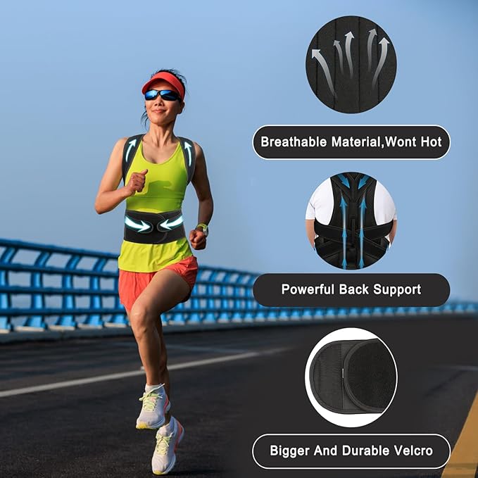 Back Brace Posture Corrector for Men and Women - Improve Posture, Lower Back and Waist Pain, Full Lumbar Support, Shoulder and Neck Stretcher, Adjustable Straps and Breathable Material XXL(42''-48'')