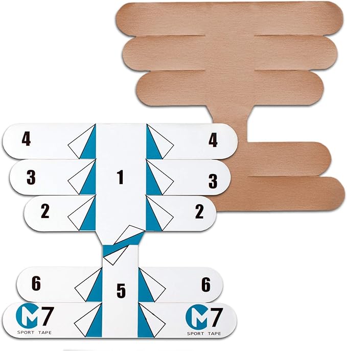 M7 Sport Kinesiology Ankle Tape for Ankle Sprain and Injury Recovery, Kt Tape for Ankle, Pain Relief Therapeutic Tape, Plantar Fasciitis, Waterproof, Eases Swelling (Beige, 4-Pack)