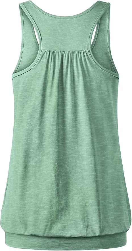 Miusey Womens Sleeveless Round Neck Loose Fit Racerback Yoga Tank Top
