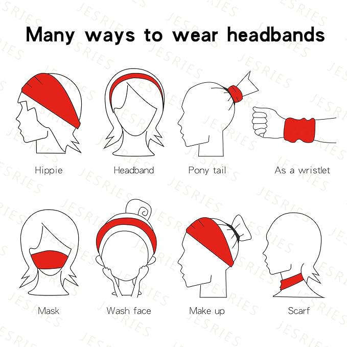 Women's Workout Headbands Non Slip Sport Sweatbands Yoga Hairbands for Travel Fitness Athletic Elastic Moisture Wicking for Girls