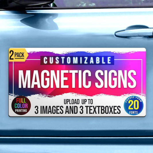 2-Pack,12"x24" Custom Magnet Signs in Full Color for Business and Advertising, 30 mil Customized Vinyl Car Magnets, Personalized Magnetic Sheets for Company Storefront & Vehicles (Rounded Corners D2)