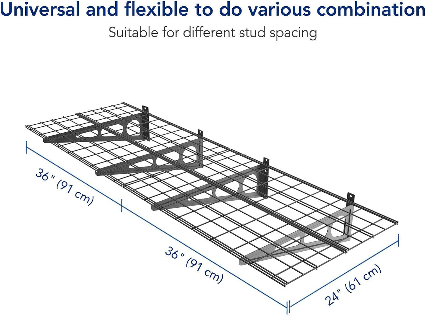 FLEXIMOUNTS 4-Pack 2x6ft 24-inch-by-72-inch Wall Shelf Garage Storage Rack Floating Shelves, Black