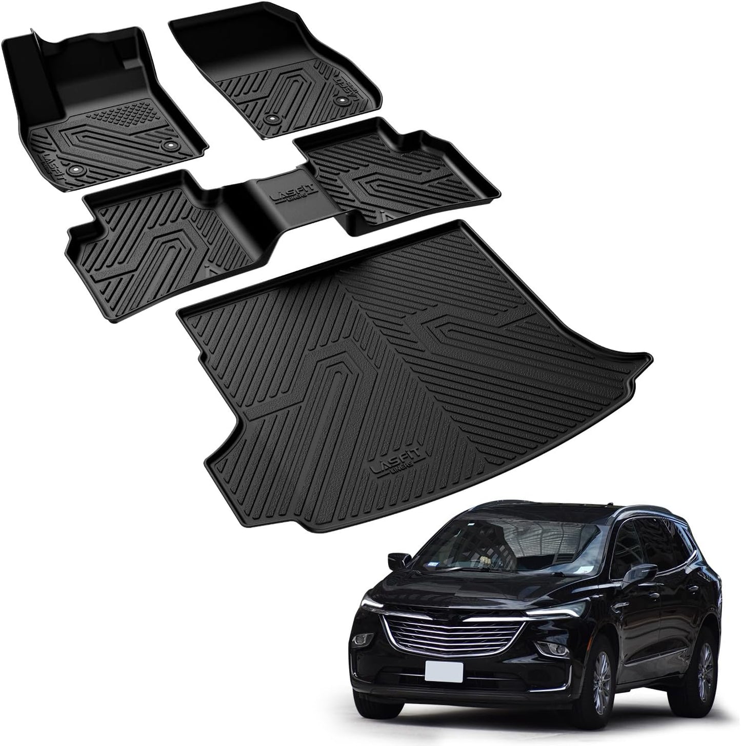 LASFIT Floor Mats & Cargo Mat for Buick Envision 2021-2026, TPE All Weather Protection Custom Fit 1st & 2nd Row Rubber Car Liners for Envision Automotive Accessories, Black, Easy to Clean