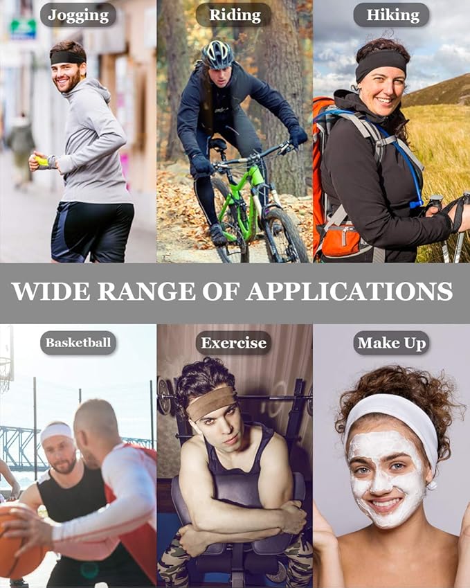 Vgogfly Running Headbands for Men Sweatbands Sports Sweat Bands Mens Workout Thin Fitness Gym Yoga 4 Pack…