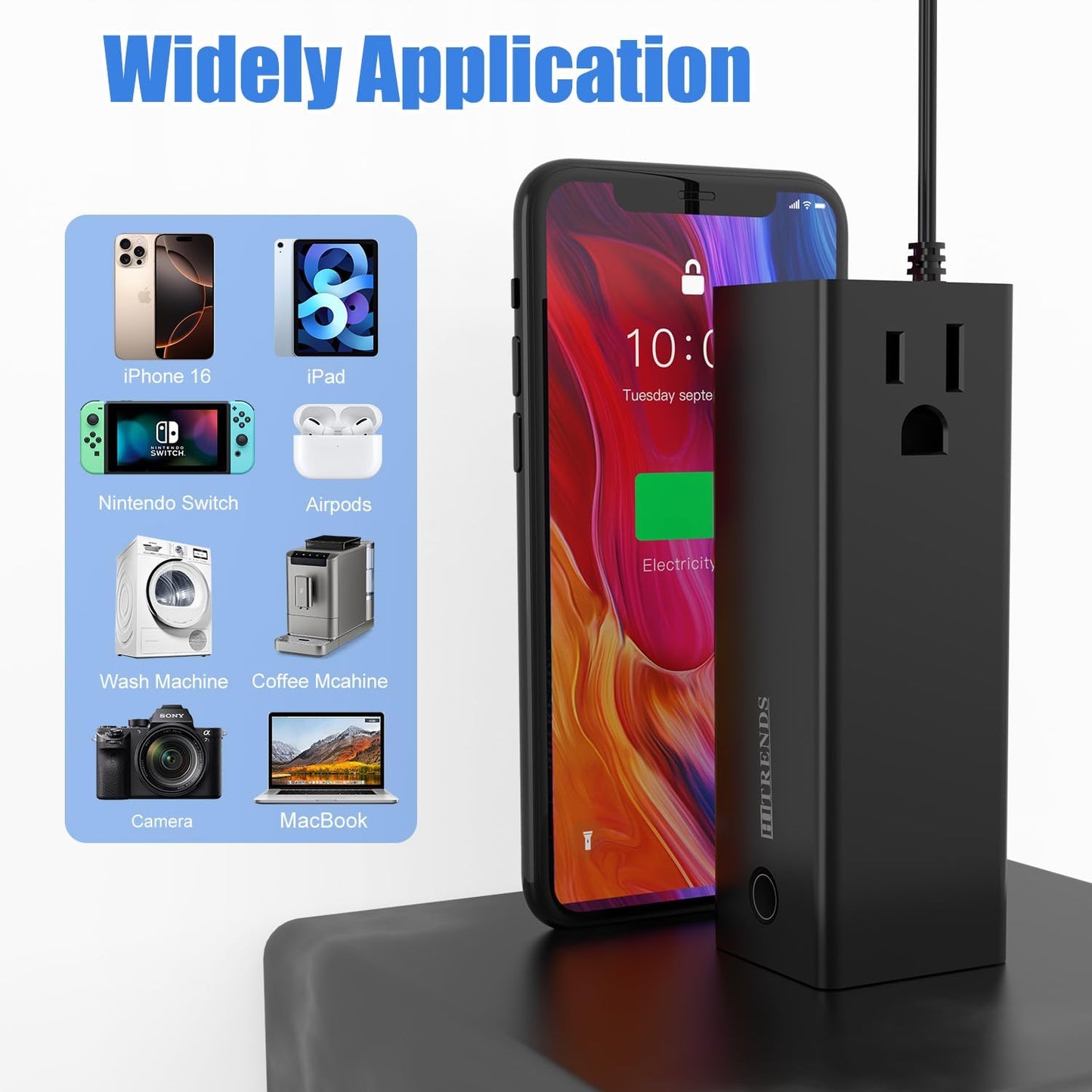 HITRENDS 300W Car Power Inverter Dual DC 12V to 110V AC Car Power inverters with PD 36W USB-C & 24W USB-A, Car Plug Converter with Switch and Current LCD Screen