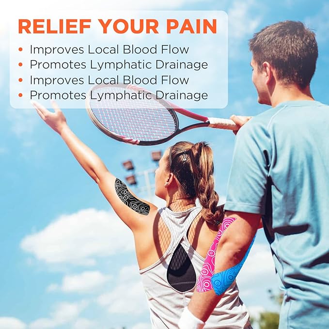 OK TAPE PRO Kinesiology Tape, 2inch x Long Roll 16ft Free Cut Tape, Elastic Athletic Tape Therapeutic Latex Free, 2 Rolls Blue+Blue