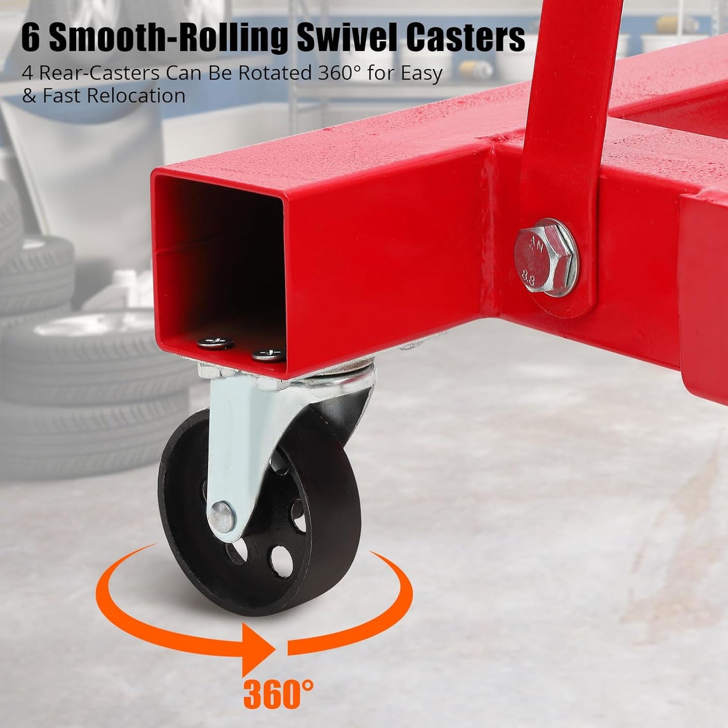 Engine Hoist 2 Ton,Cherry Picker Engine Hoist,Folding Hydraulic Tilting Engine Lift with 360 Degree Swivel Wheels for Ports, Warehouses, Garage, Factory