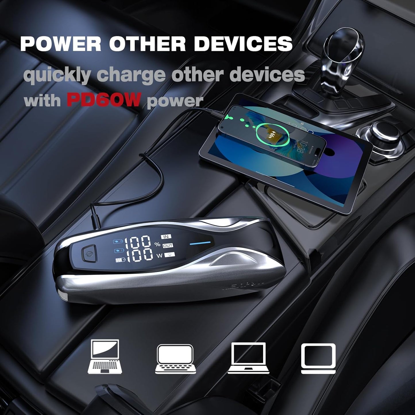 NEXPOW X7 3000A Jump Starter, Car Battery Jump Starter with PD 60W Dual-Way Faster Charging for 12L Gas/10L Diesel Engines, 12V Portable Jump Start Battery Pack, 3.2″ HD Display, IP63 Waterproof