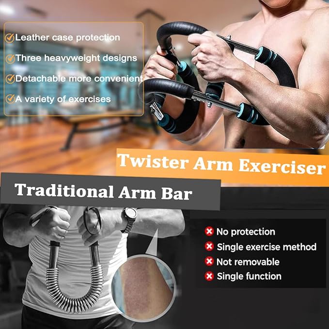 Twister Arm Trainer - Adjustable Forearm Strengthener, Arm Exercise Equipment, Chest Workout Equipment, Portable Spring Resistance for Home Workout Equipment (Red)