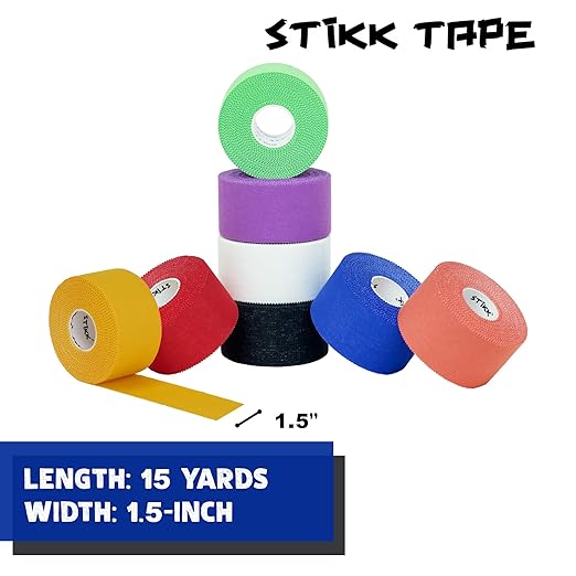 STIKK Athletic Tape - 8pk Multi Color - 1.5'' x 15 Yards - Stabilizing, Supporting Muscles and Joints - Training Supplies to Safeguard Against Sports Injuries
