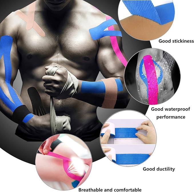 Kinesiology Tape Uncut Bulk Rolls Physical Therapeutic Tape for Sports/Athletic/Therepy 3-Pack 2 Inch x 16.4 Feet/ 1Inch x 16.4 Feet