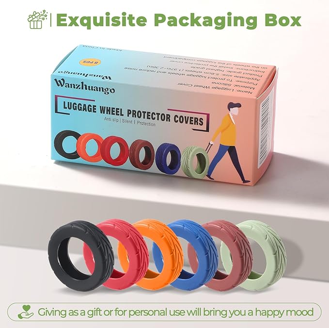 8 Pcs Upgrade Luggage Wheel Covers, Carry On Luggage Suitcases,Wear-Resistant, Anti-Noise, Silicone Wheel Protective Covers for 2-2.4" Spinner Wheel,Essential Travel Accessories (Green)