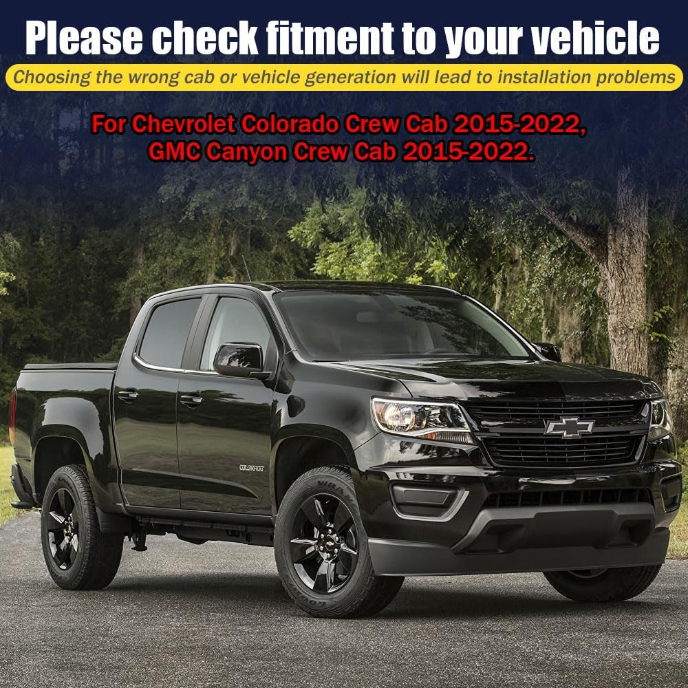 Rain Guards for Chevrolet (Chevy) Colorado/GMC Canyon Crew Cab 2015-2022, Tape-on Side Window Deflectors for Chevrolet Colorado, Window Visors for Chevrole Trucks,for Chevrolet Car Accessories, 4 pcs