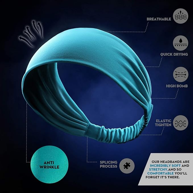 Workout Headbands for Women Sports Sweatbands Yoga Hairbands for Fitness Elastic Athletic Non Slip Wicking Headscarf for Men Womens and Girls 10 PCS (Style 4-10 Color)