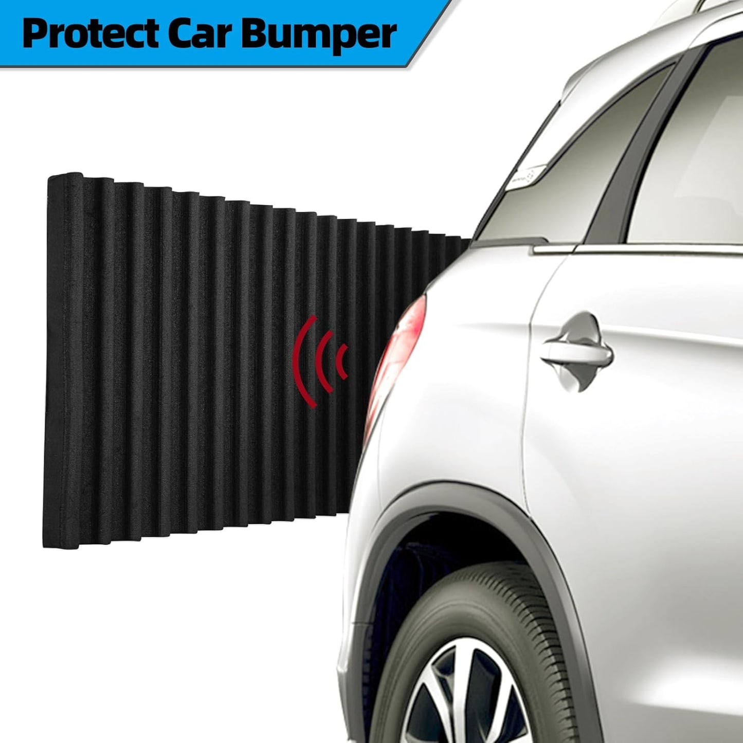 Spurtar Ultra Thick Garage Wall Protector Garage Parking Aid, Self-Adhesive Car Door Protector, Wavy-Mat Wall Padding, Vehicle Door Edge Guards, Bumper Guards Protection Pads, 79" L x 8" W x 3/5"