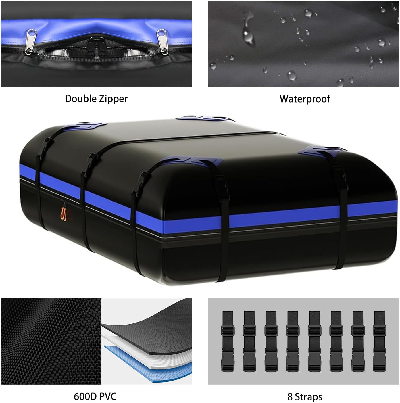 FORWODE Roof Rack Carrier Basket, 64" x 39" Rooftop Cargo Carrier with 250 lbs Capacity, Rust-Proof Steel Heavy Duty Car Top Luggage Basket with Waterproof Cargo Bag,Net for SUV Truck Cars