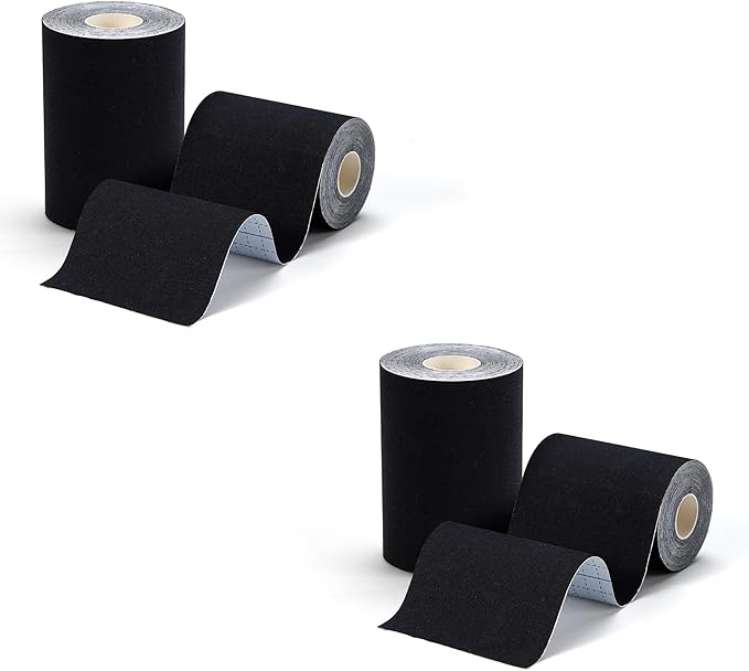 2 Roll Football Turf Tape for Turf Burn - 4 Inches Wide Kinesiology Tape Uncut Design for Arm, Knee, Shoulder, Ankle, and Back - Black Athletic Sports Tape - 4 in x 16.4 Ft for Each Roll