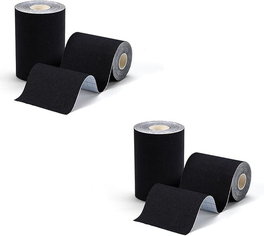 2 Roll Football Turf Tape for Turf Burn - 4 Inches Wide Kinesiology Tape Uncut Design for Arm, Knee, Shoulder, Ankle, and Back - Black Athletic Sports Tape - 4 in x 16.4 Ft for Each Roll