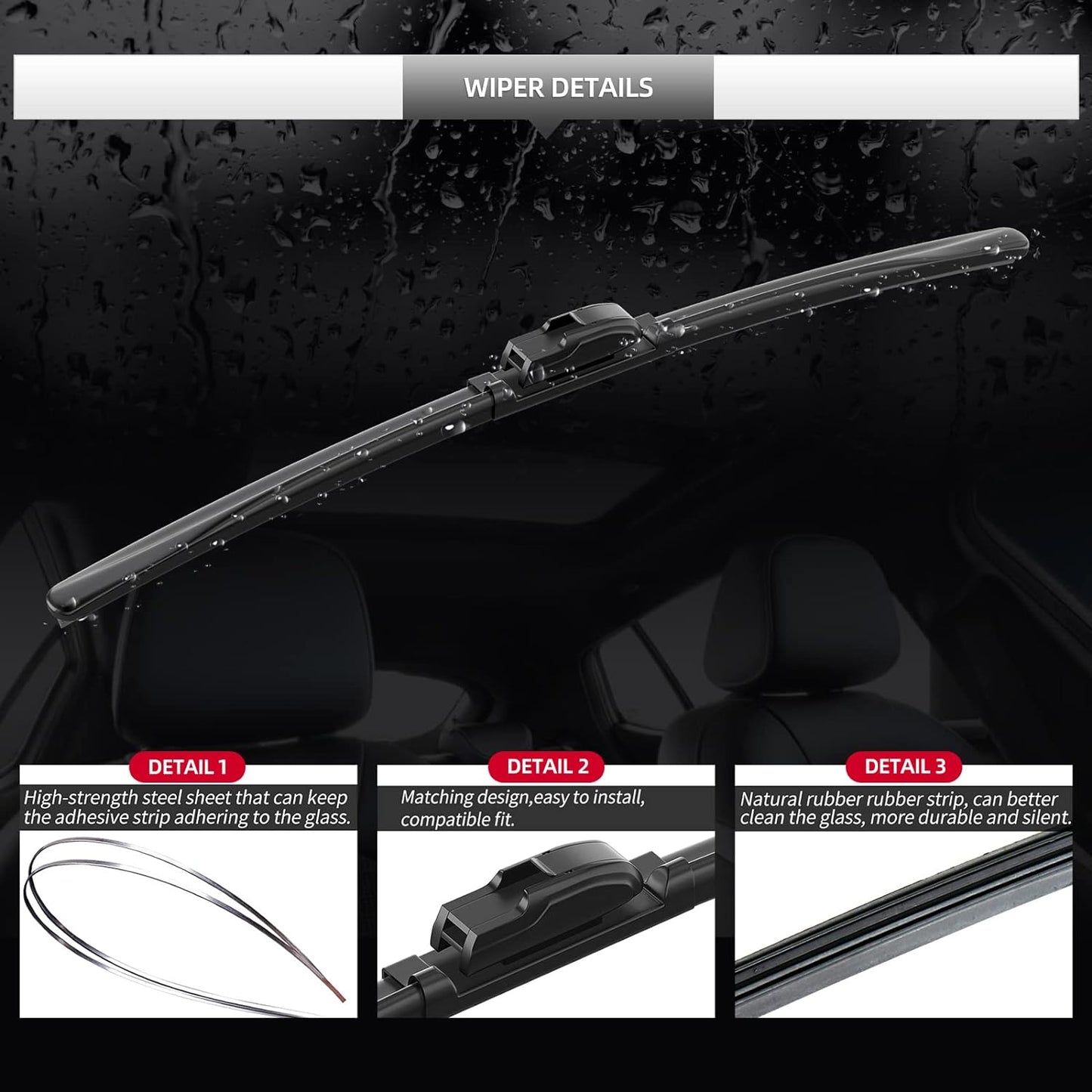 Front Windshield Wipers, 2-Piece Set for BMW Z4 2.5i 3.0i 3.0si 2003 2004 2005 2006 2007 2008 - Automotive Replacement Front Wiper Blades for Car Window