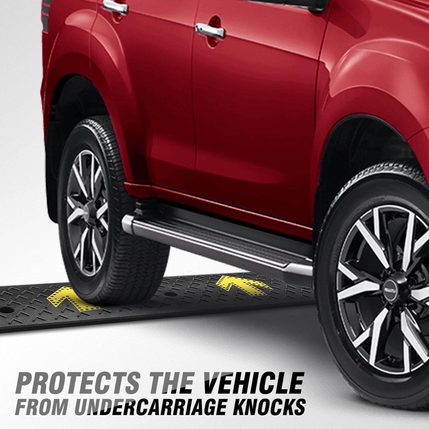 DNA MOTORING 2pcs 3.1" Rise Rubber Arrow Curb Ramp Heavy Duty Loading Driveway Ramp Threshold Ramp 37.4in L x 9.1in W x 3.1in H for Loading Dock, Warehouse, Wheelchair, Motorcycles, Cars, TOOLS-00649