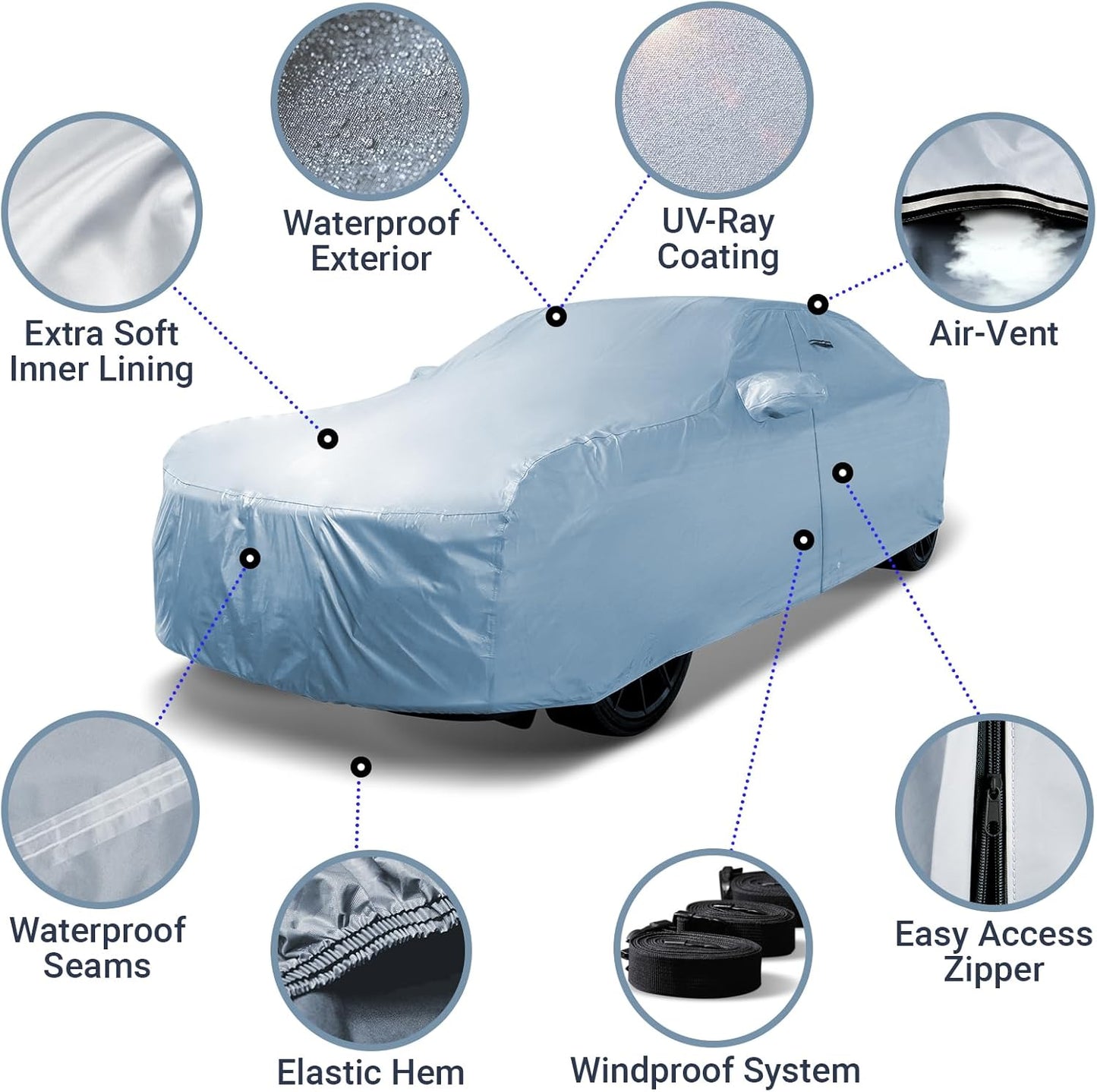 iCarCover Custom Car Cover Compatible with Mustang GT 1979-2004, Waterproof All Weather Rain Snow UV Sun Protector Full Exterior Indoor Outdoor Car Covers, 1-Tone (Solid Gray)