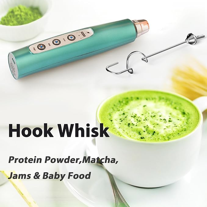 Milk Frother Rechargeable Handheld-Electric Whisk 3 Speed Adjustable, Coffee Frother Wand with 3 Stainless Whisks, Electric Foam Maker, Drink Mixer Blender for Latte Cappuccino Matcha Egg