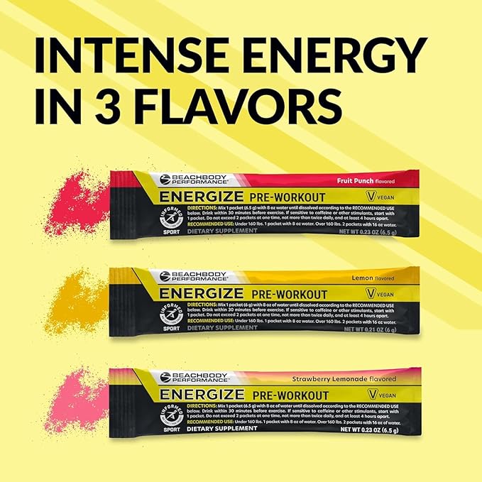BODi Energize Pre Workout Powder - Beta-Alanine, Quercetin & Low-Dose Caffeine Formula for Enhanced Energy & Focus, Increase Energy & Endurance Supplement, Mixed Berry, 20 Sticks