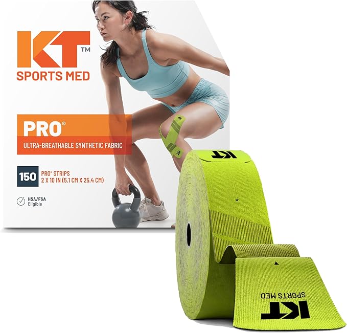 KT Tape, Pro Synthetic Kinesiology Athletic Tape, 150 Count, 10” Precut Strips