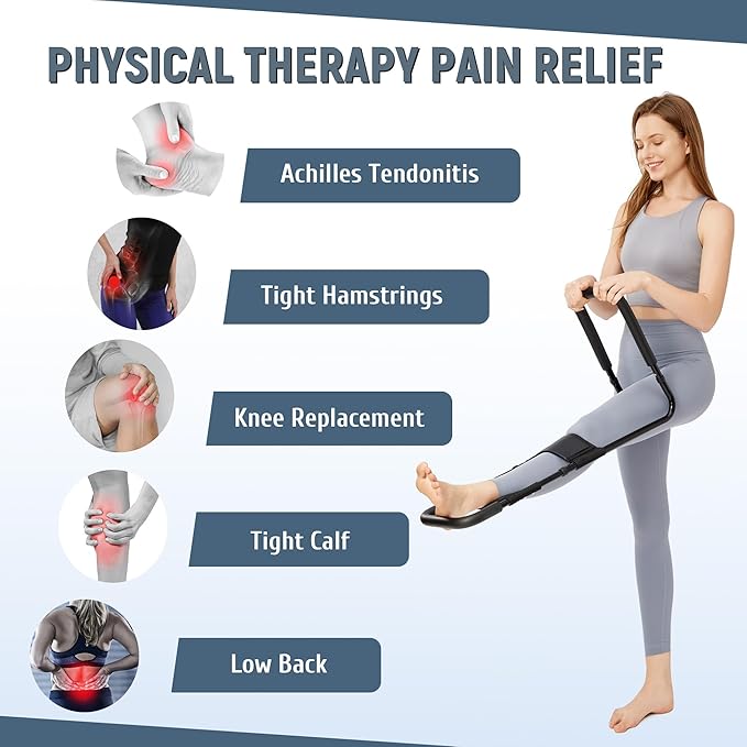 Hamstring Stretcher for Knee Extension & Pain Relief, Adjustable Low Back, Calf, Leg & Hip Stretching Device for Flexibility, ACL Surgery Recovery Physical Therapy Equipment - Upgraded 2025