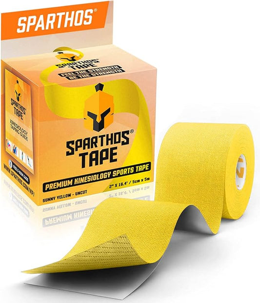 Sparthos Kinesiology Tape - Incredible Support for Athletic Sports and Recovery - Free Kinesiology Taping Guide! - Uncut 2 inch x 16.4 feet Roll