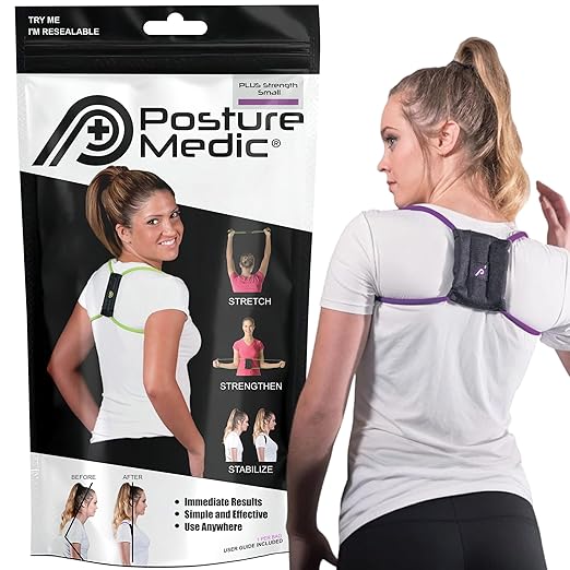 PRIMEKINETIX PostureMedic Dynamic Posture Brace for Neck,Upper and Lower Back Support -For Enhanced Shoulder Alignment &Posture Improvement-SML(Purple)
