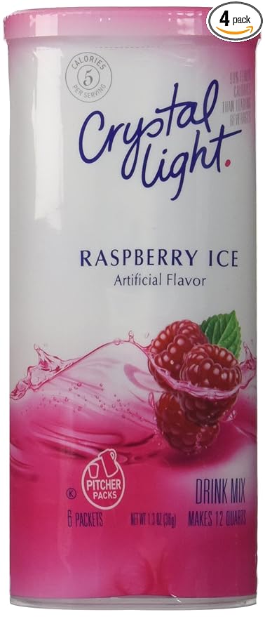 Crystal Light Raspberry Ice Drink Mix (12-Quart), 1.3 Ounce Packages (Pack of 4)