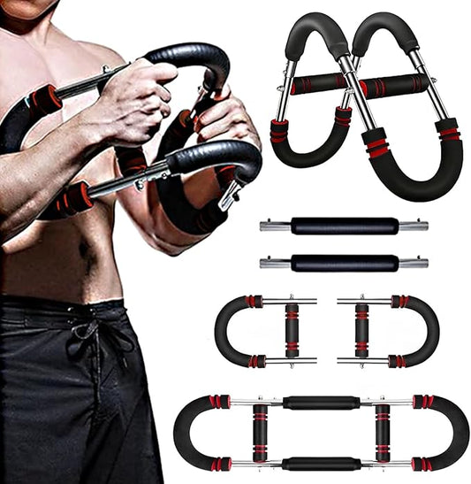 Twister Arm Exerciser, Chest Workout Equipment, Portable Power Twister Bar, Adjustable Spring Workout Bar for Enhancing Upper Body Muscle, 30-120lbs