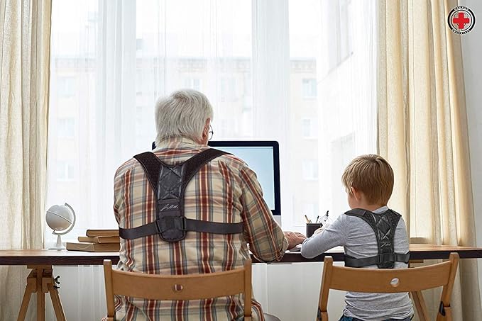 Dr. Arthritis Doctor Developed Posture Support/Posture Correct/Stabilizer/Back Brace & Handbook - Fully Adjustable for Upper & Lower Back Pain. Suitable for Men & Women (Black, M)