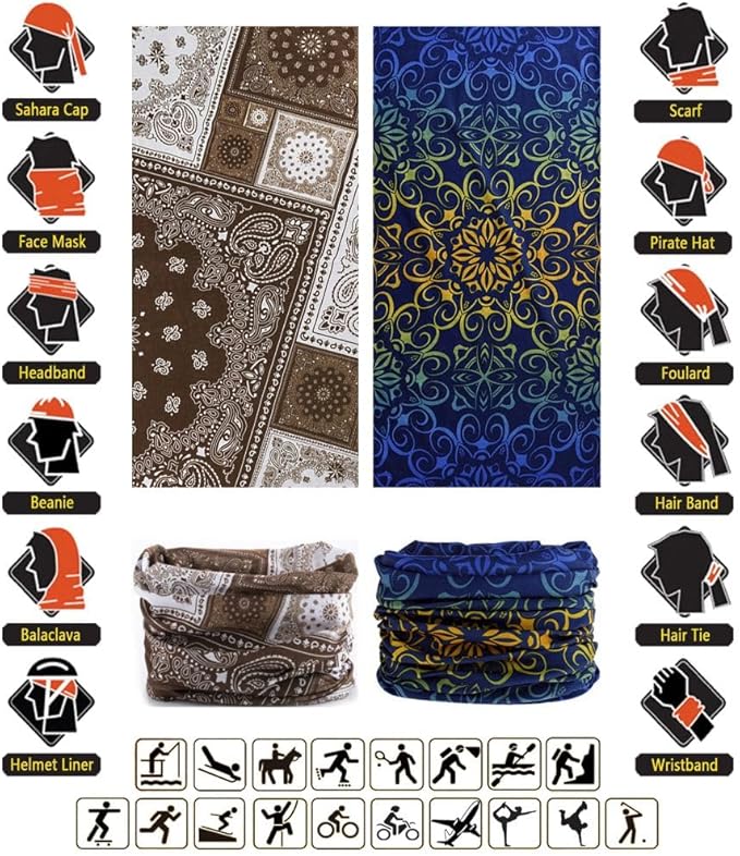 Headband Neck Gaiter Head Wrap Headwear Face Mask Magic Scarf Bandana for Men and Women