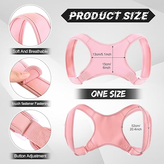 Posture Corrector for Women and Men, Adjustable Posture Back Brace Shoulder Brace, Discreet Under Clothes Design Back Support, Back Pain Relief for Improved Neck Support(Light Pink)