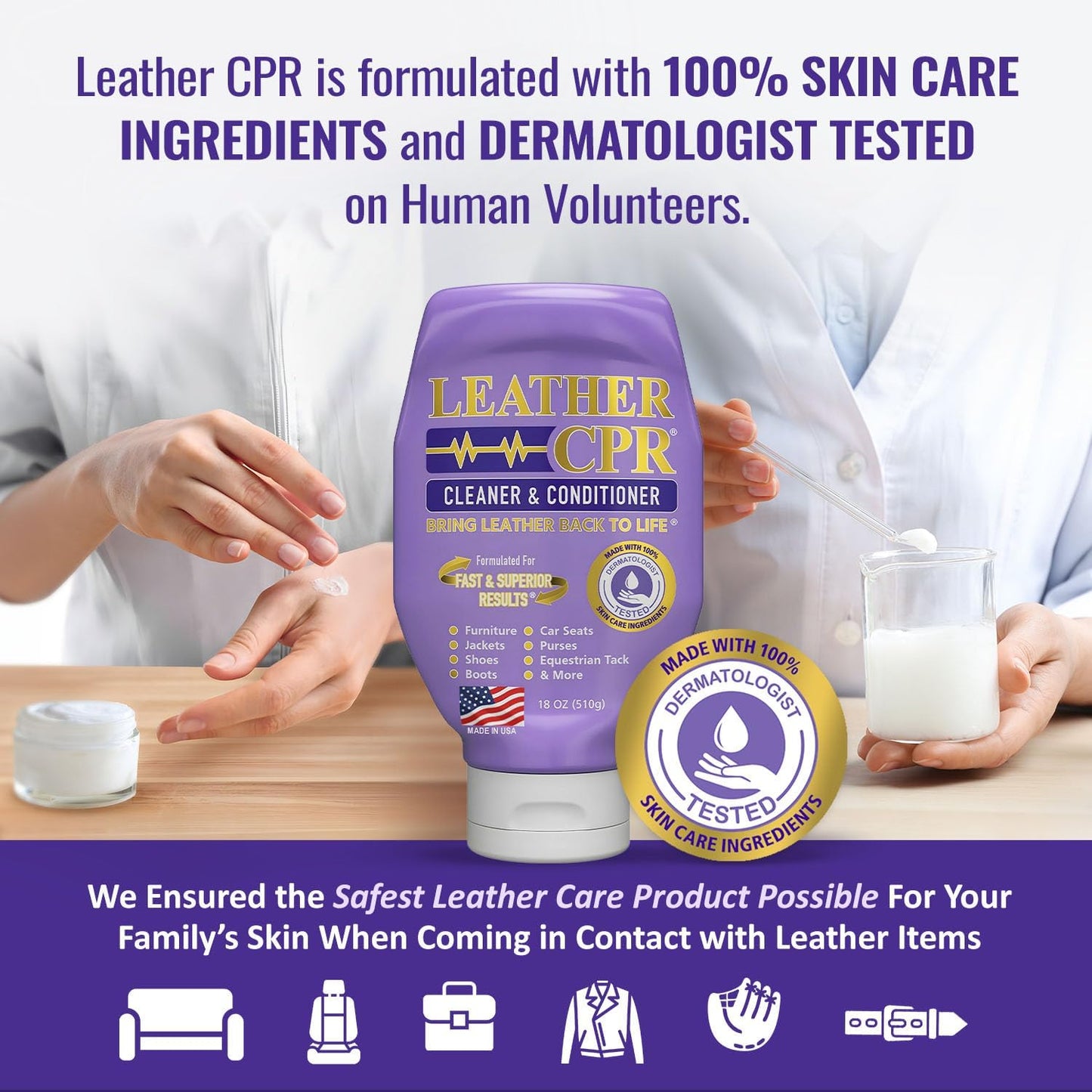 Leather CPR Cleaner & Conditioner 18oz - Cleans, Conditions, Restores & Protects Leather Furniture, Handbags, Car Seats, Interior, Jackets, Boots, Purses, Shoes, Couch, Saddles, Tack & More