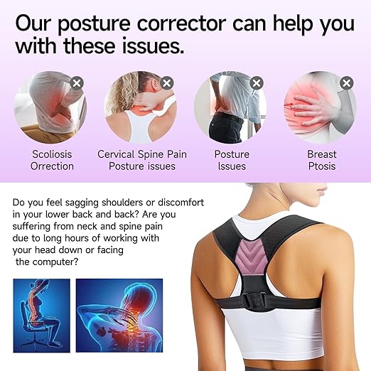 Posture Corrector for Men and Women, Adjustable Shoulder Brace, Invisible Back Support Brace Shoulder Straightener for Neck Shoulder & Upper Back Pain Relief, Large