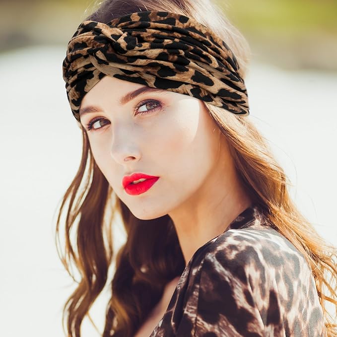 S&N Remille Wide Headbands for Women, Large Hairband, Elastic Non-Slip Headband Twist Knotted Accessories, Yoga Workout Vintage Hair 3 Pack (Colour-3)