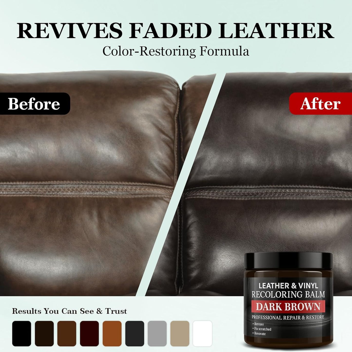 Leather Color Restorer, Leather Recoloring Balm, Scratch Remover, Leather Dye, Leather Paint with Leather Conditioner, Leather Repair Kit for Furniture Couches Car Seats Shoes, Maroon