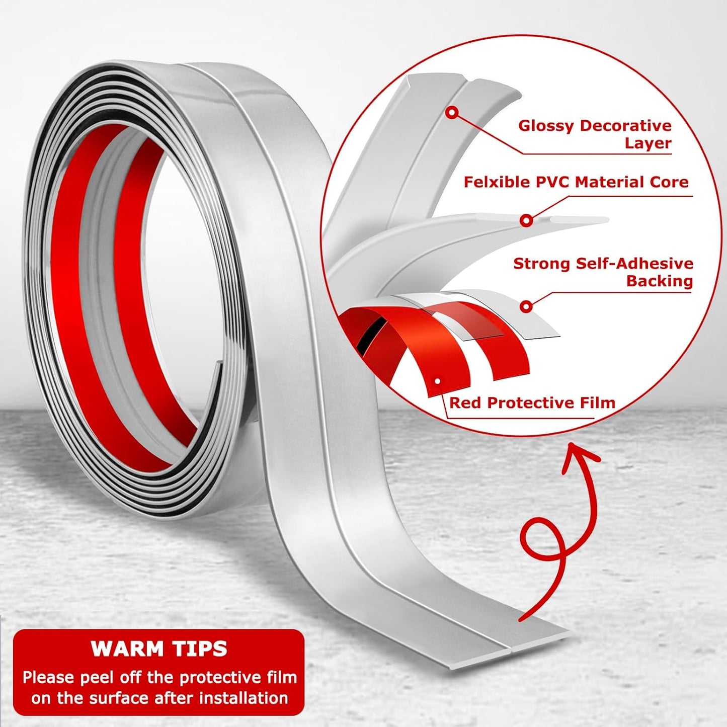 Flexible Wall Corner Protector Moulding Trim Peel and Stick Wall Corner Guards Edge Protector Self Adhesive Molding Trim Strip for Edge Ceiling (Silver, 1.6 in x 10 Ft)