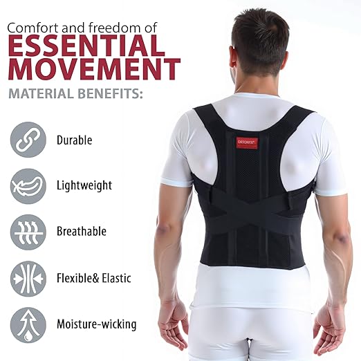 ORTONYX Comfort Back Brace Posture Corrector for Men and Woman, Shoulder Clavicle Thoracic Support/M